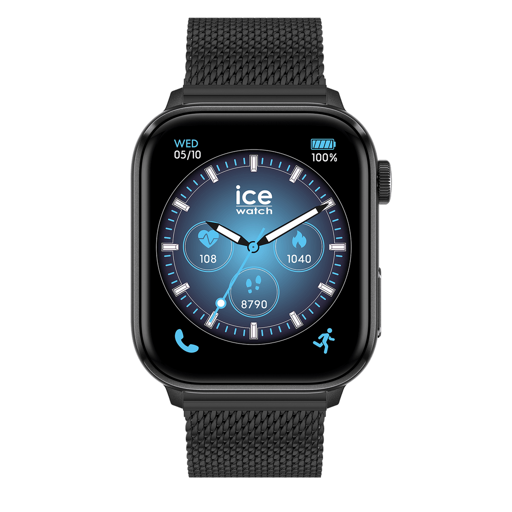 ICE smart 3.0 Rectangular 1.78 Amoled GPS Black Milanese Strap Watch